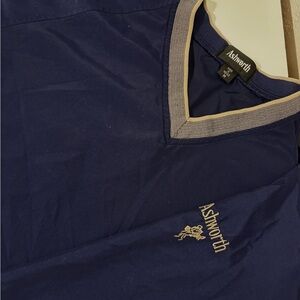 Ashworth Men's Polo in Dark Blue with Light Tan Accents